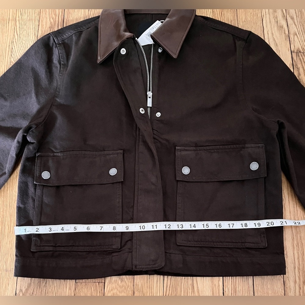 Mango Denim Parka with Faux-Leather Collar in Chocolate | Size M | NWT - Picture 4 of 8